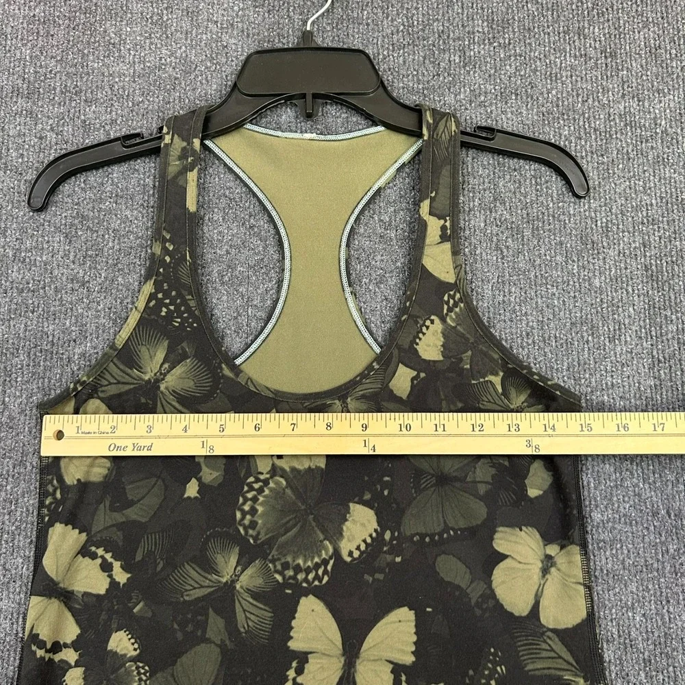 Lululemon Women's Racerback Tank Top Butterfly All Over Print Black Green